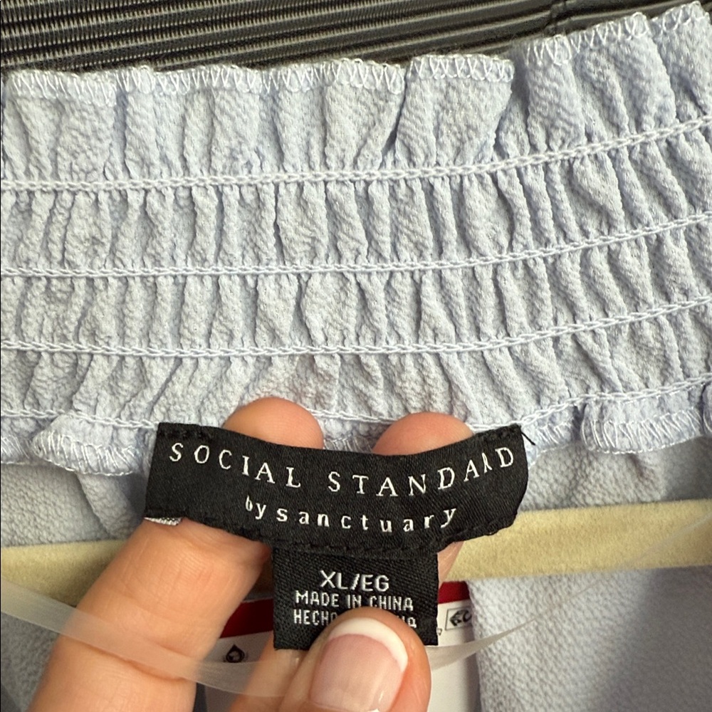 Elegant Light Blue Smocked Neck Blouse - Picture 3 of 15